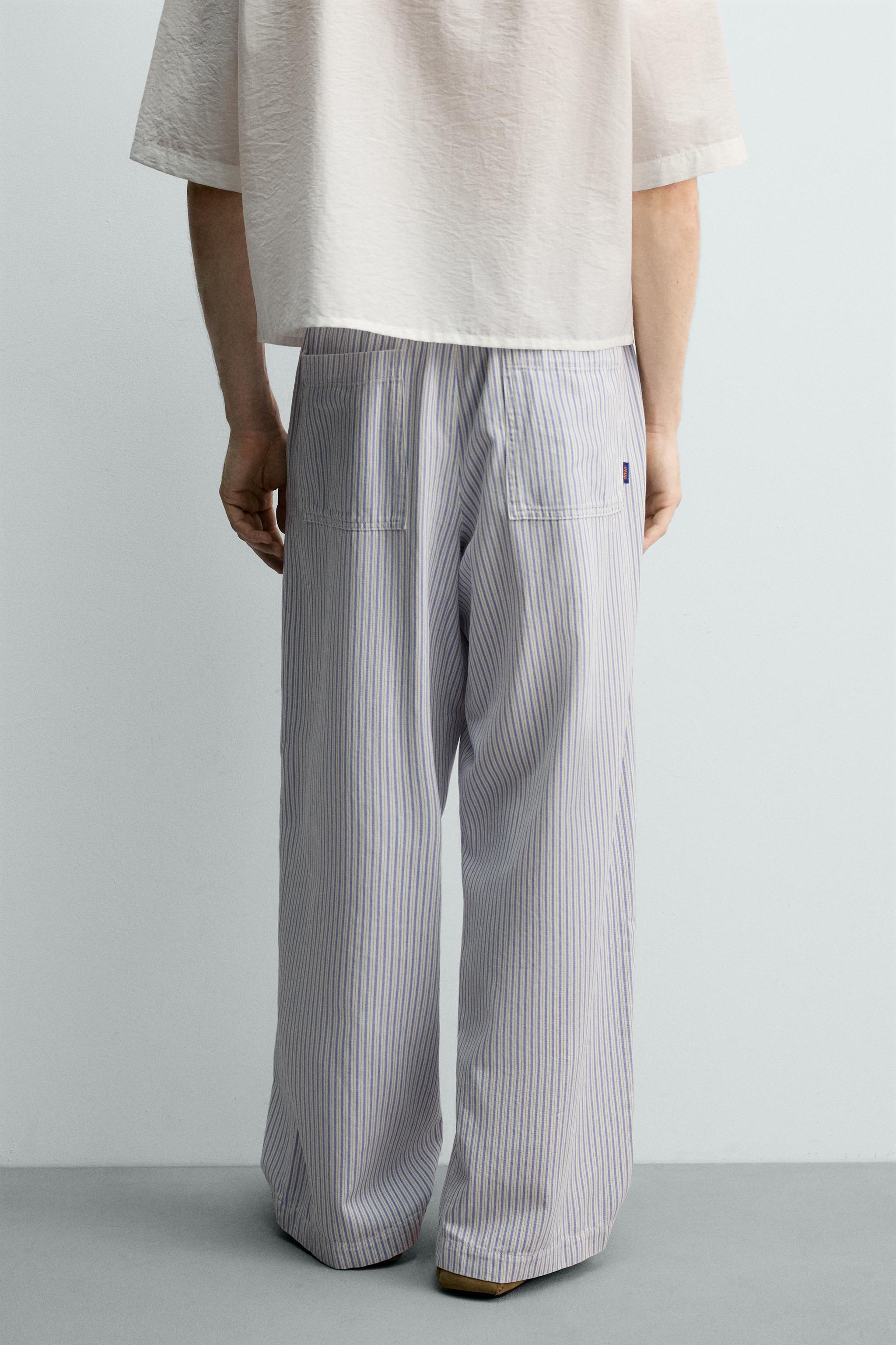 STRIPED WIDE FIT PANTS
