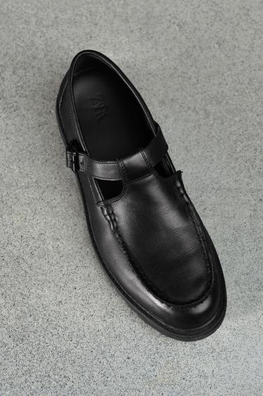 LEATHER BUCKLE SHOES - Black by Zara