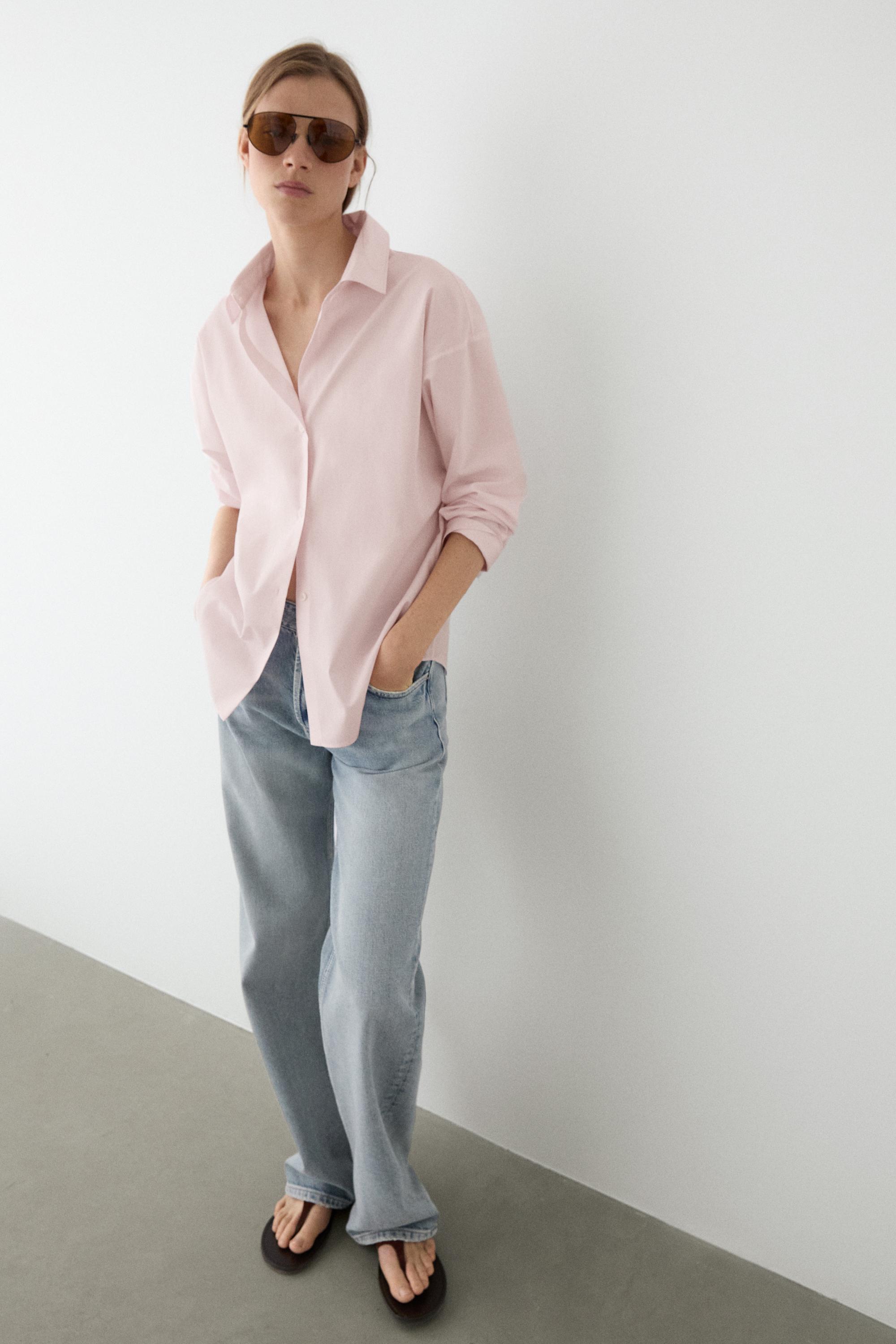Cotton poplin shirt with dart detail