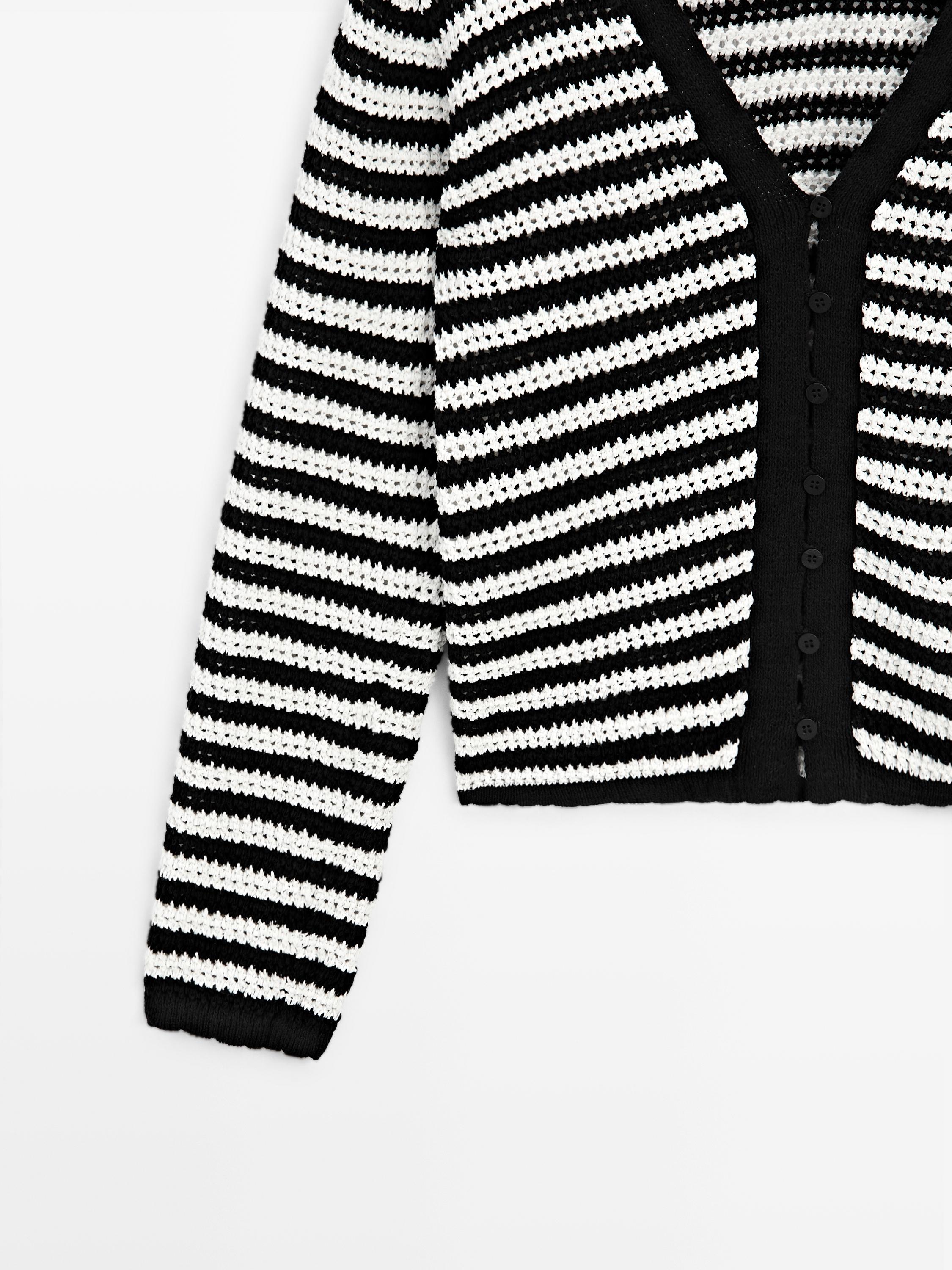 Cardigan en maille à rayures
