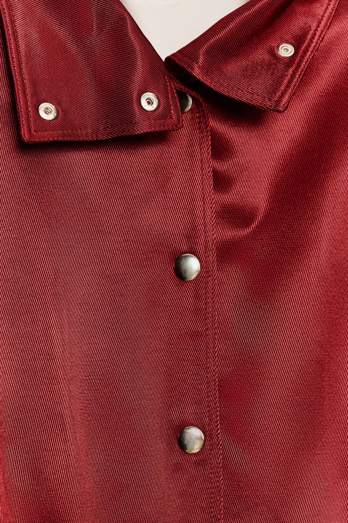Женская куртка Zara Stand-Up Collar Bomber, цвет: Бордовый — фото 12