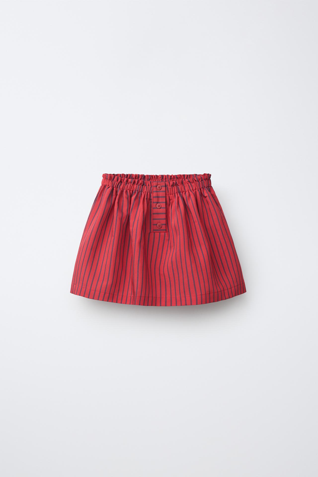 MODAL-BLEND STRIPED SKORT — Red