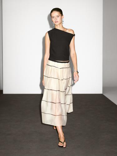 Falda midi fluida rayas - Crudo de Zara - Imagen 0