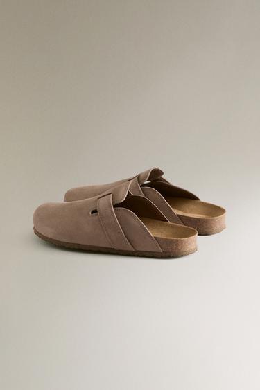 SABOTS CUIR LANIÈRE - Gris foncé de Zara - Image 4
