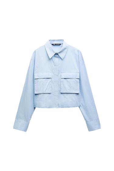 CROPPED POPLIN SHIRT WITH POCKETS