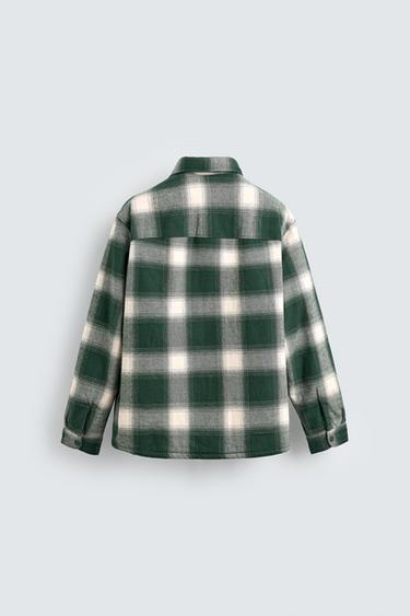 QUILTED CHECK OVERSHIRT - Green by Zara - Image 6