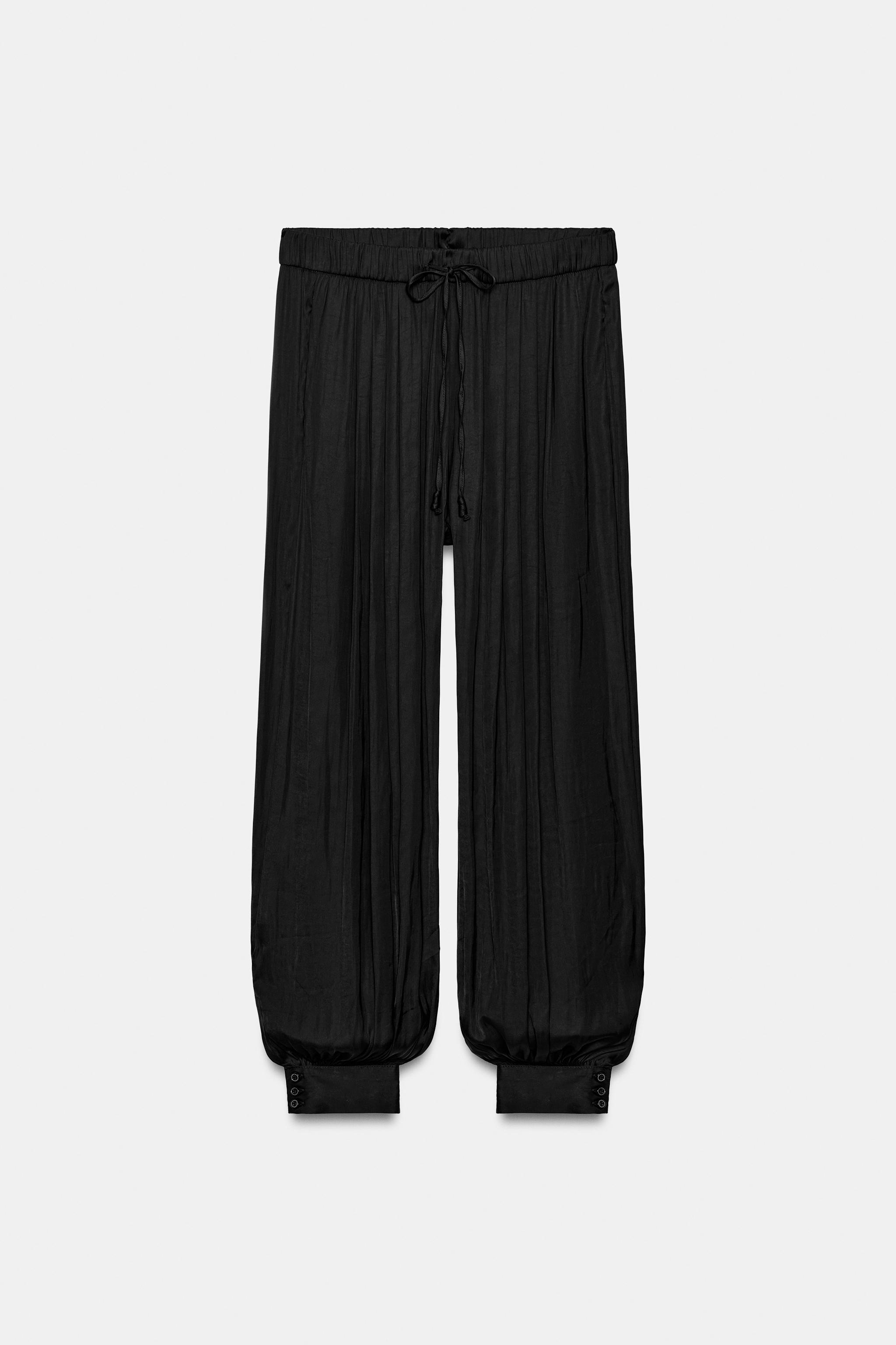 Zara SATEN YÜZEYLİ ZW COLLECTION ŞALVAR PANTOLON görsel 6