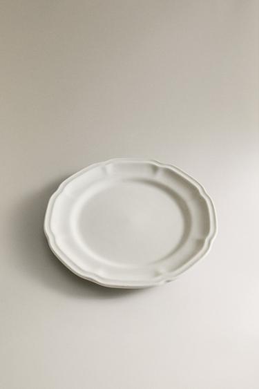 ASSIETTE DESSERT PORCELAINE RELIEF - Blanc de Zara - Image 1