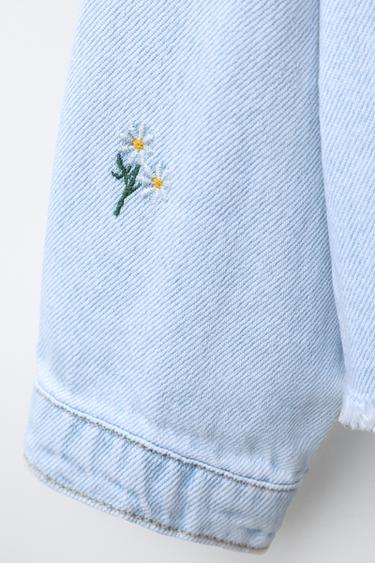 VESTE EN JEAN MARGUERITES BRODÉES - Bleu de Zara - Image 3