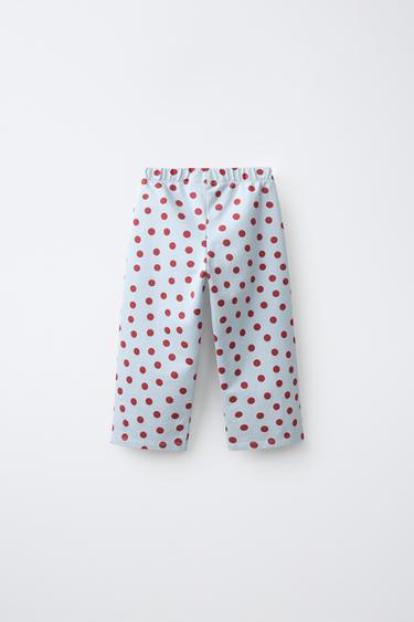 POLKA DOT WIDE-LEG TROUSERS — Light blue 2