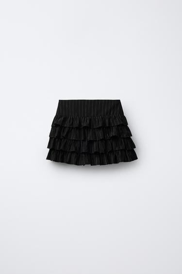 SHINY STRIPED BERMUDA SKORT - Black by Zara - Image 1