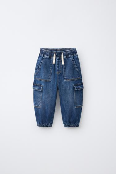 Zara 舒適版工裝慢跑牛仔褲 - 中藍色 - 圖片 0