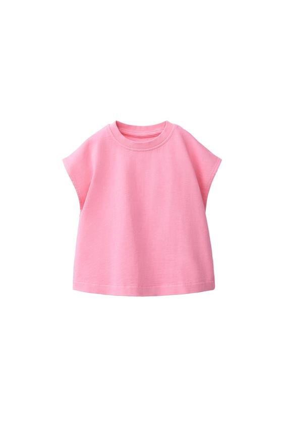 T-shirt basique en coton manches courtes bouffantes et col rond pour T-shirt basique en coton manches courtes bouffantes et col rond pour