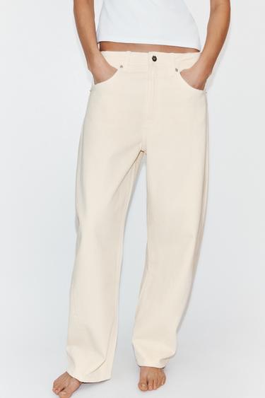 TRF MID-RISE BAGGY BALLOON JEANS - Oyster-white by Zara