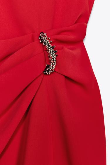 HARDWARE MIDI DRESS - Red by Zara - Image 8