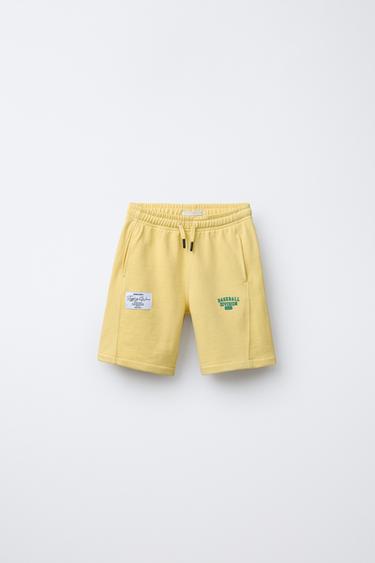 LABEL JOGGING BERMUDA SHORTS - Yellow by Zara - Image 0