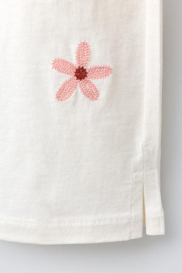 EMBROIDERED FLORAL CULOTTES - Ecru by Zara - Image 3