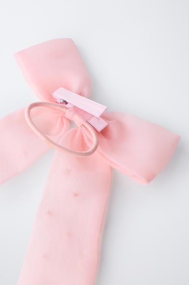 ÉLASTIQUE À CHEVEUX AVEC NŒUD EN ORGANZA - Rose de Zara - Image 2