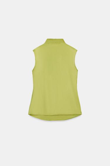 TOP SATINÉ AVEC NŒUD - Vert pistache de Zara - Image 6