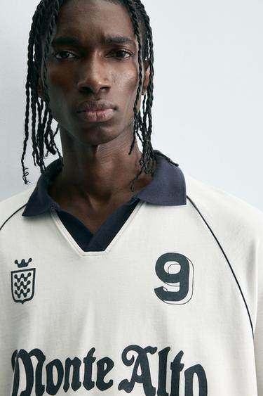 RETRO FOOTBALL PRINT POLO SHIRT - White by Zara - Image 4