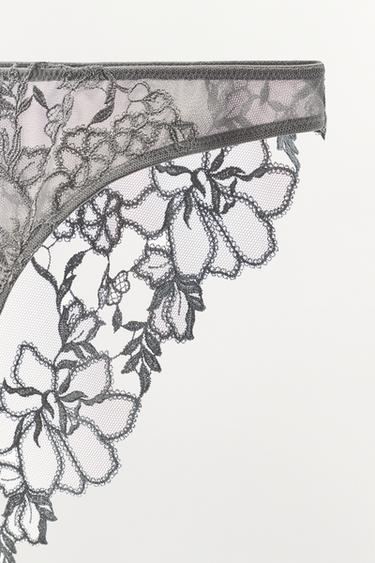 EMBROIDERED BRIEFS - Grey by Zara - Image 5