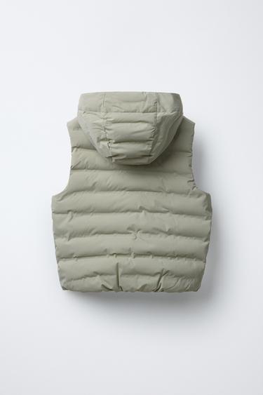 PADDED GILET WITH HOOD - Bone by Zara - Image 1