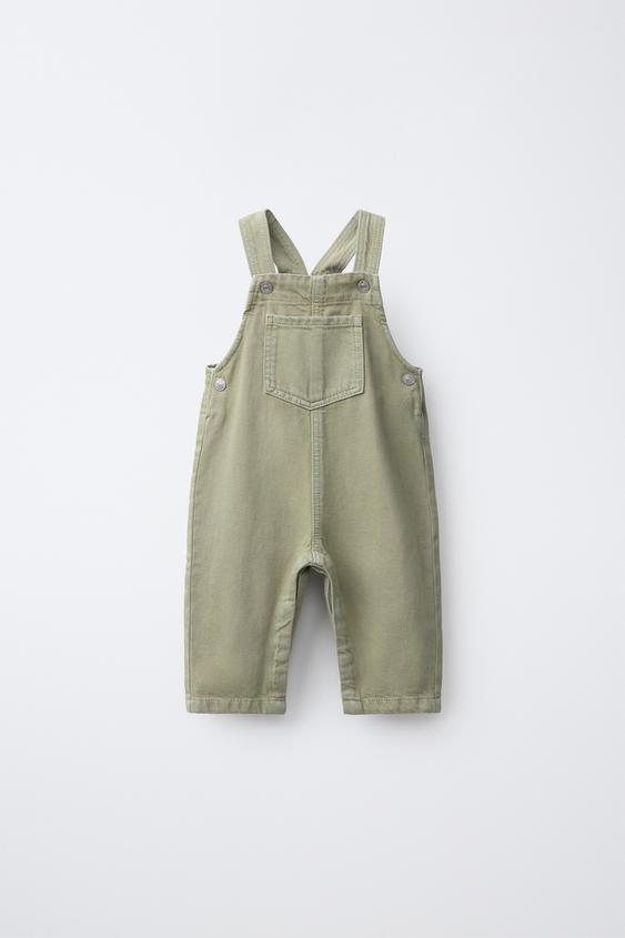 SALOPETTE LONGUE EN SERGÉ UNIE - Kaki de Zara - Image 0