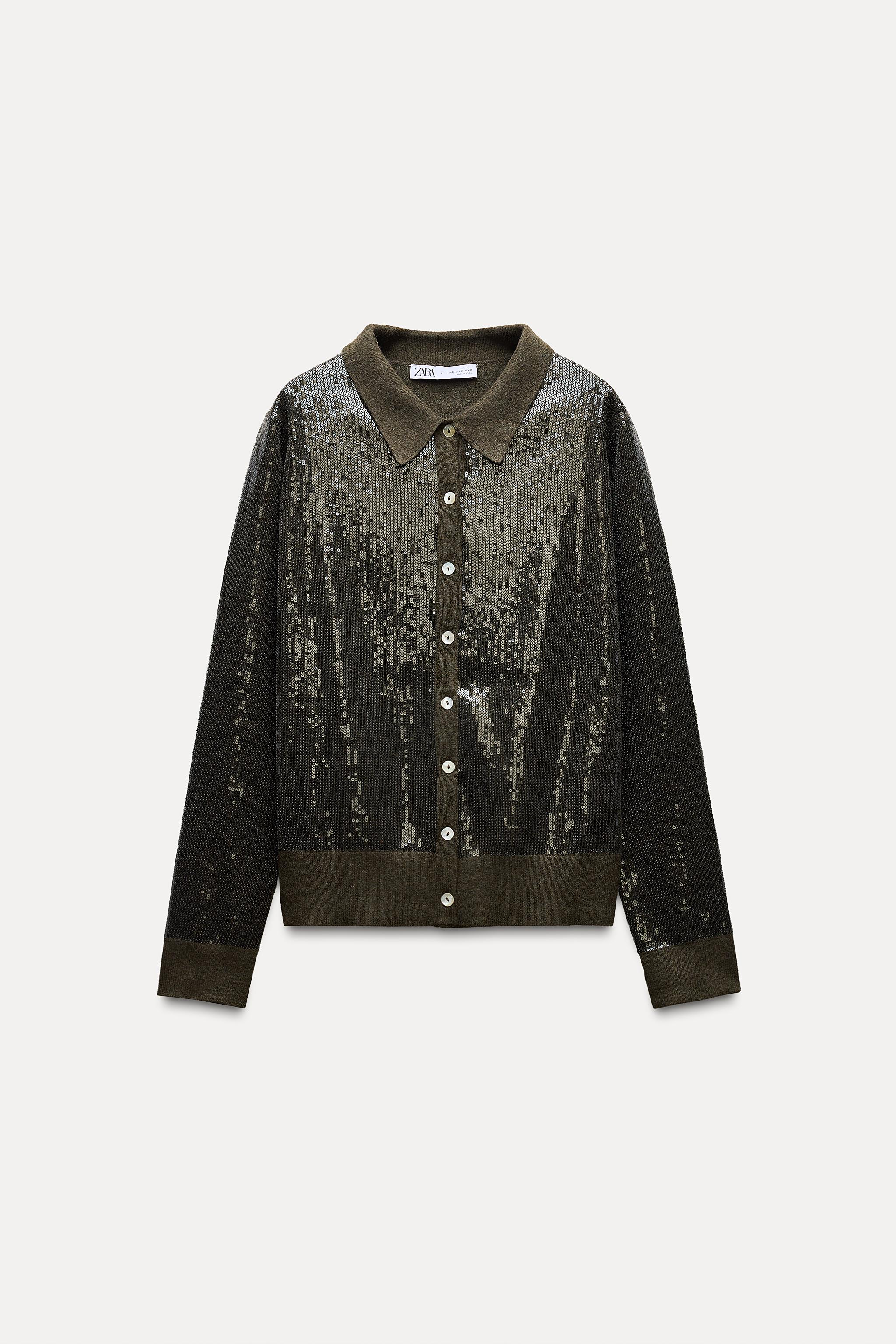 Zara sequin shops knit sweater