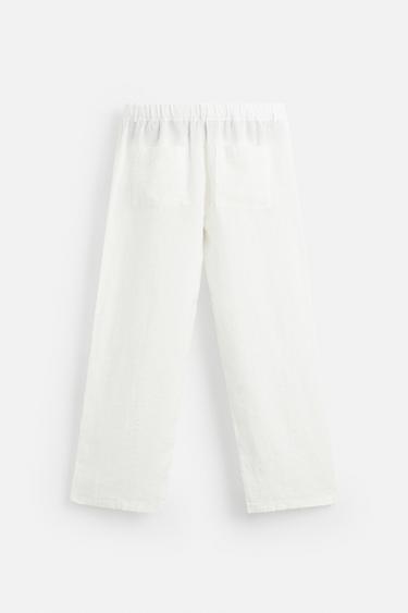 PANTALON RELAXED FIT 100 % LIN - Blanc de Zara - Image 7