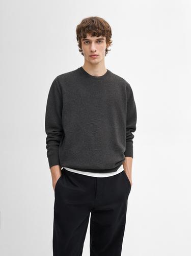 Zara Cotton blend knit sweater - lavender-white