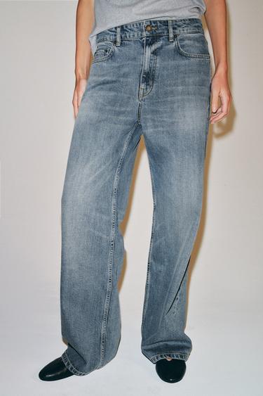 ДЪНКИ ZW COLLECTION RELAXED WIDE LEG С НИСКА ТАЛИЯ - Средно-син от Zara
