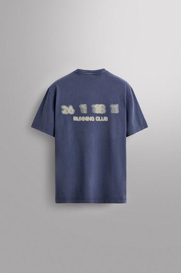T-SHIRT RUNNING IMPRIMÉ GRAPHIQUE - Bleu délavé de Zara