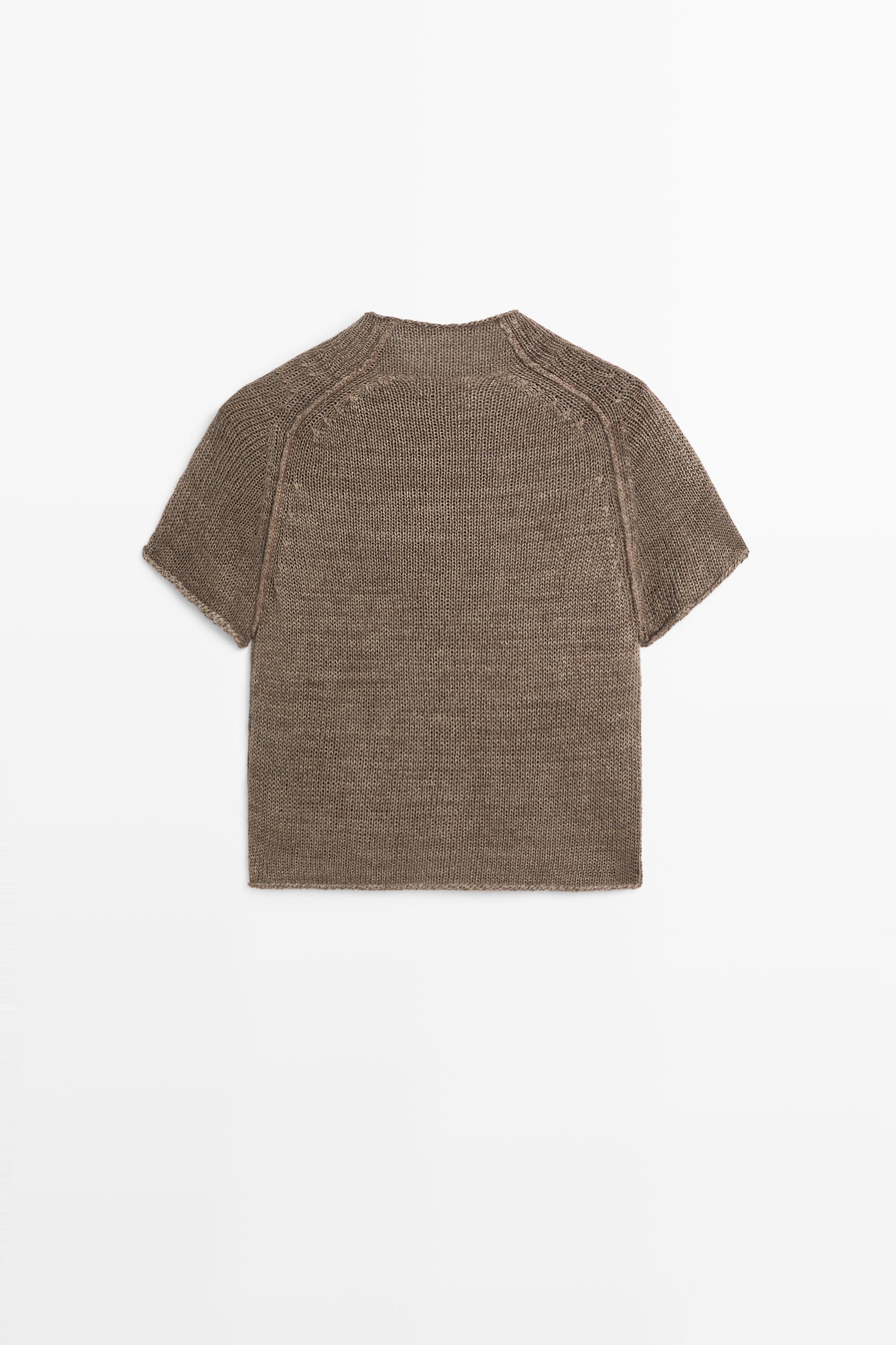 100% linen knit cardigan with buttons