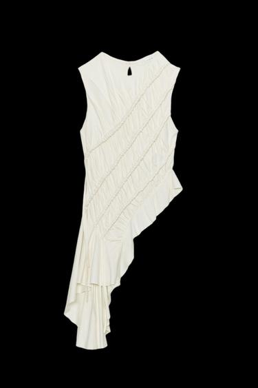 ASYMMETRISCHES OBERTEIL MIT RAFFUNGEN - Cremefarben von Zara