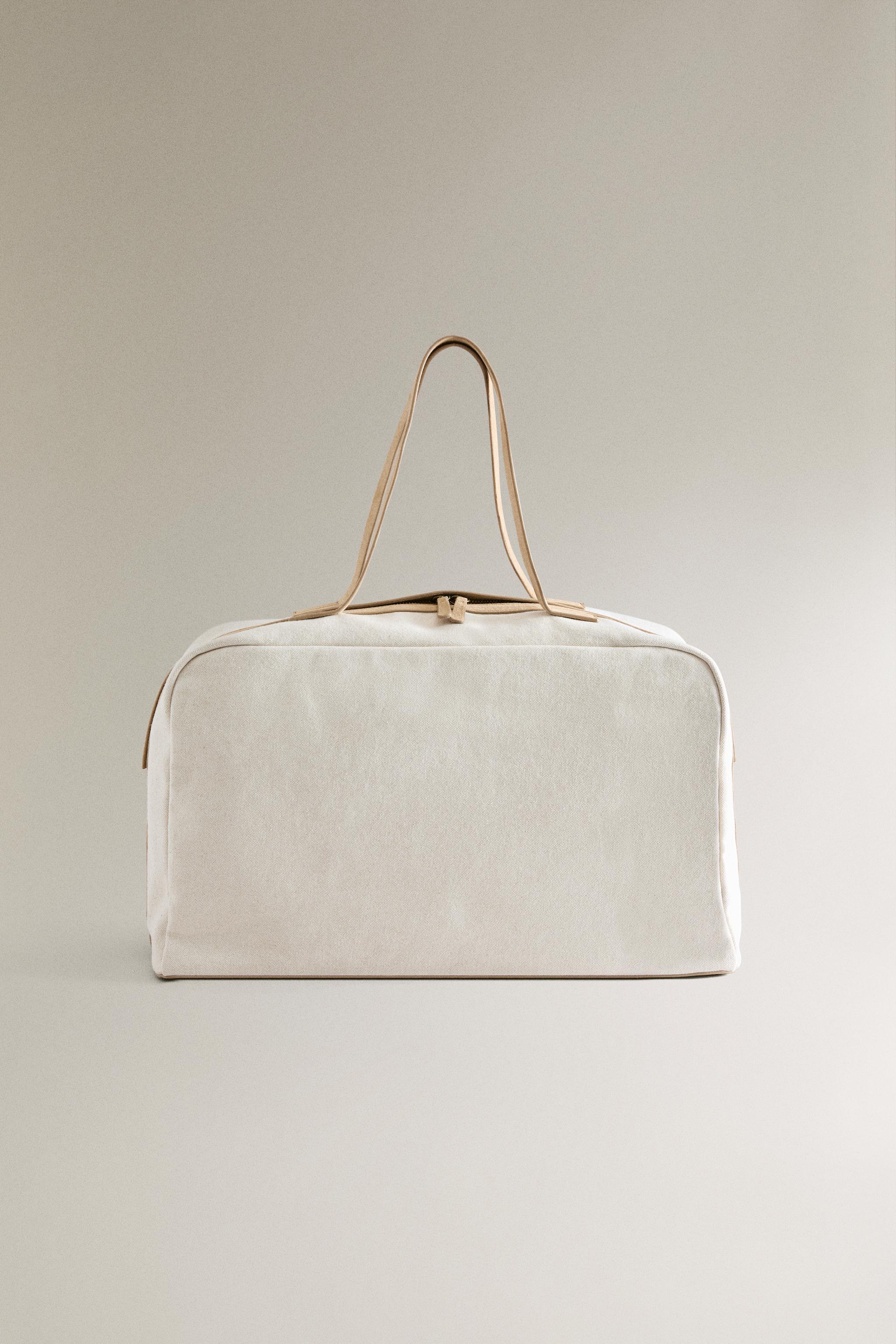 CANVAS BAG WITH LEATHER DETAIL - Off White | ZARA United States
