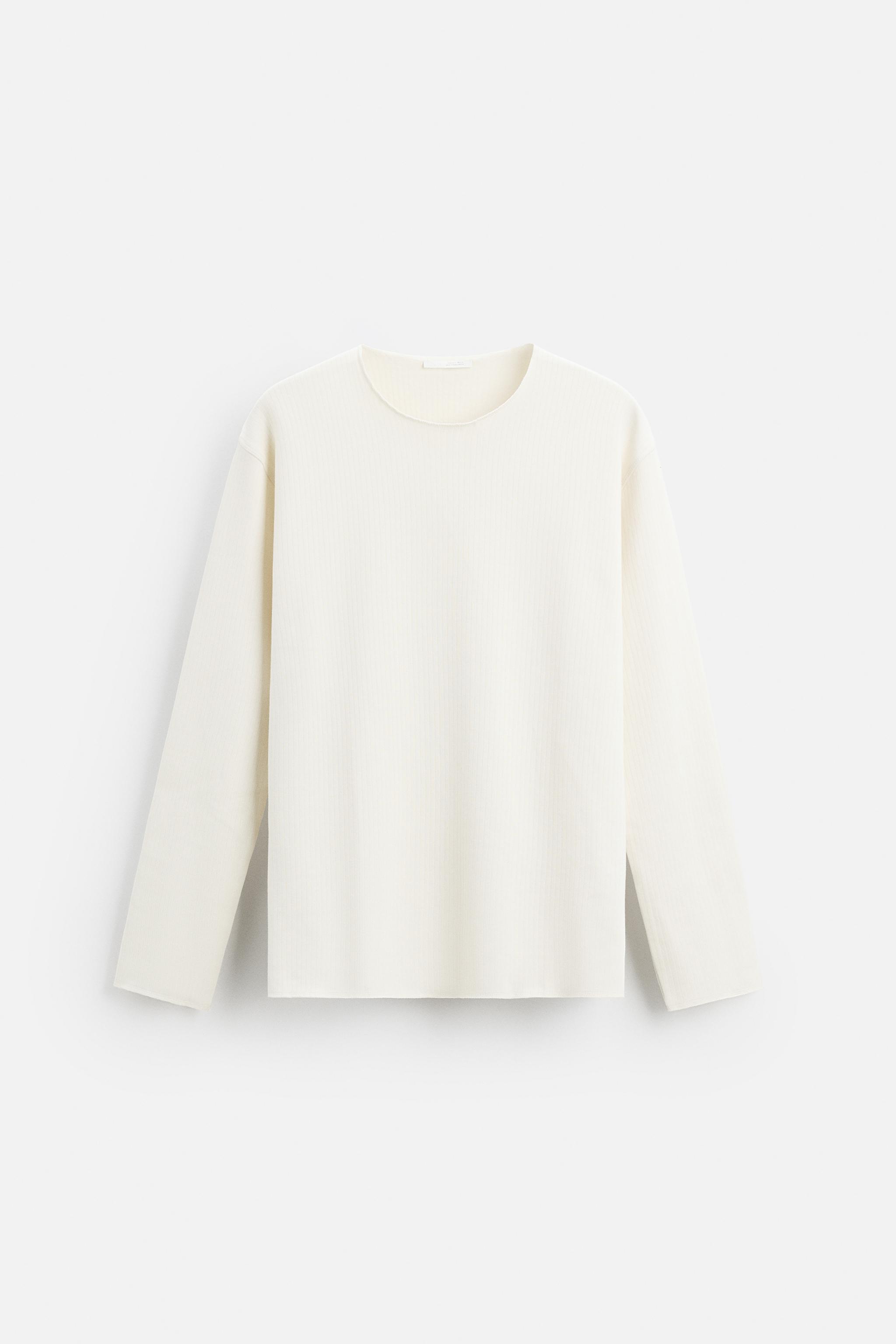 【ZARA】リブテクスチャー Tシャツ リブテクスチャー Tシャツ - オフホワイト | ZARA Japan / 日本
