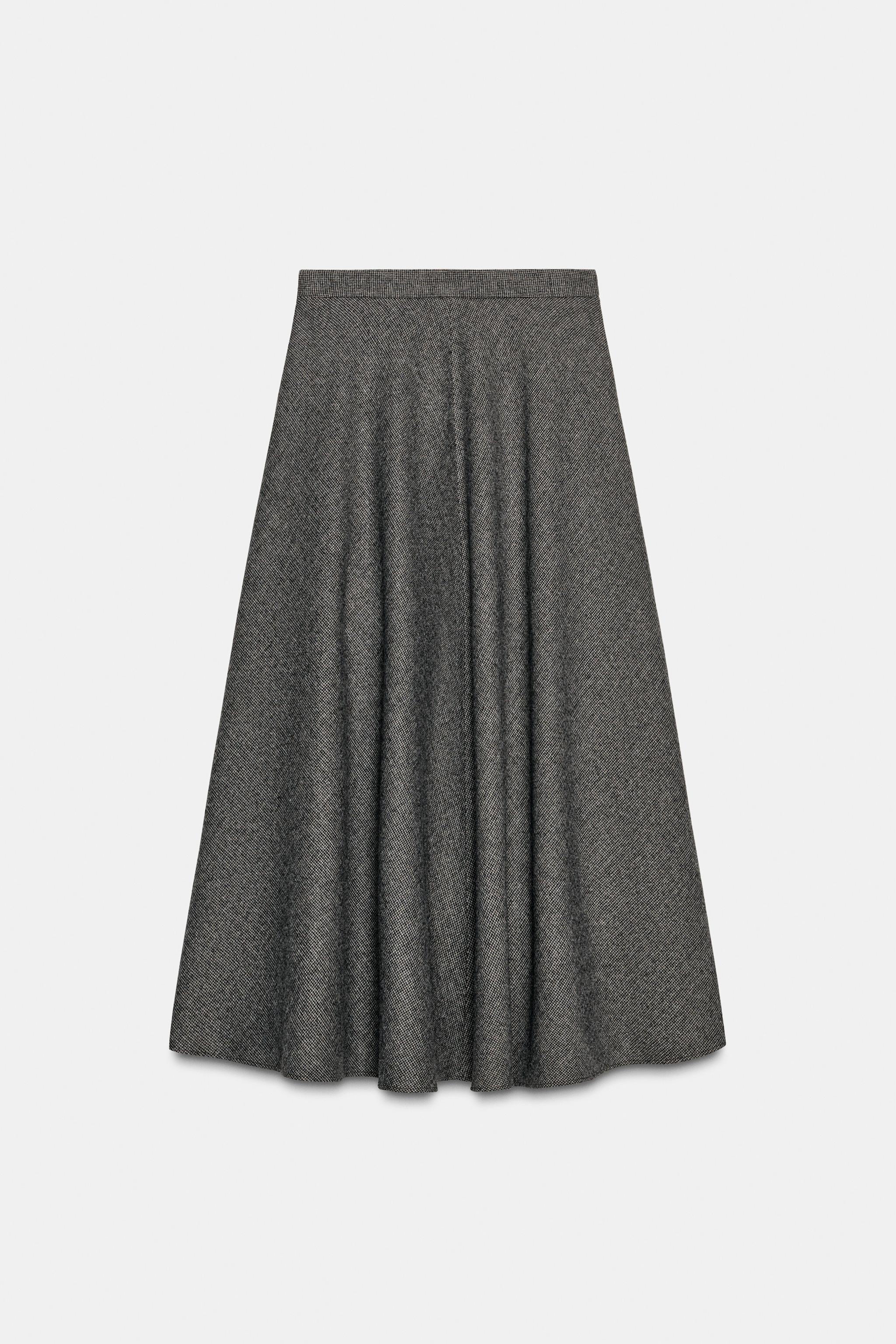 PLAID WOOL CAPE SKIRT ZW COLLECTION