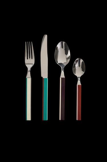 4-PIECE CUTLERY SET WITH STRIPED HANDLE X COLLAGERIE - striped by Zara - Image 0