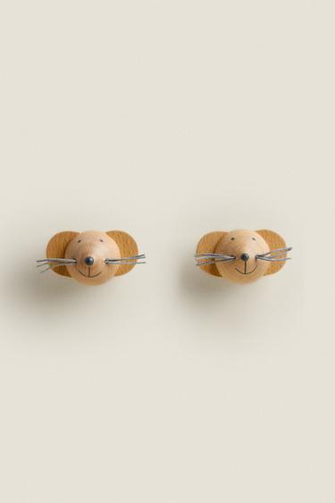 PACK OF CHILDREN'S MOUSE DOOR KNOBS (PACK OF 2) - Light beige by Zara
