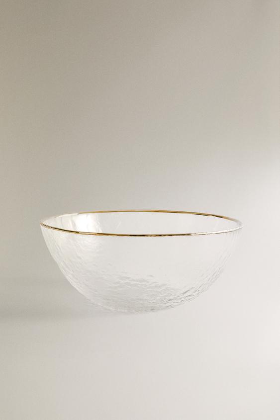 RAISED GLASS BOWL WITH GOLD RIM - Transparent by Zara - Image 0