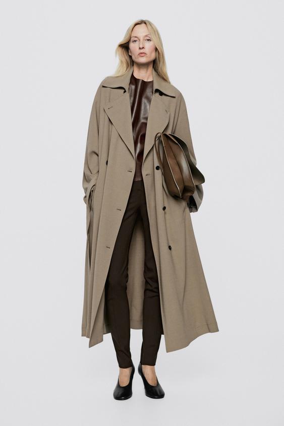 Trench larga fluida con lana - LIMITED EDITION - Arena de Zara - Imagen 0