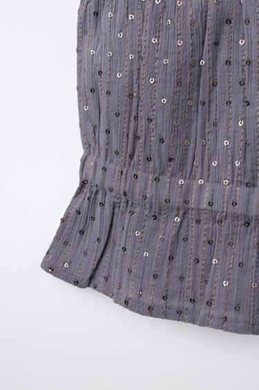 SEQUINNED HALTER TOP - Anthracite grey by Zara - Image 3