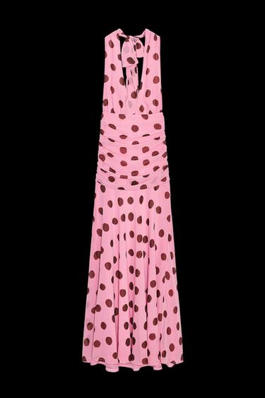 Zara POLKA DOT MAXI DRESS - Pinks - Image 0