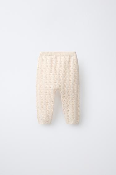 EMBROIDERED CUTWORK KNIT TROUSERS - Beige-pink by Zara - Image 1