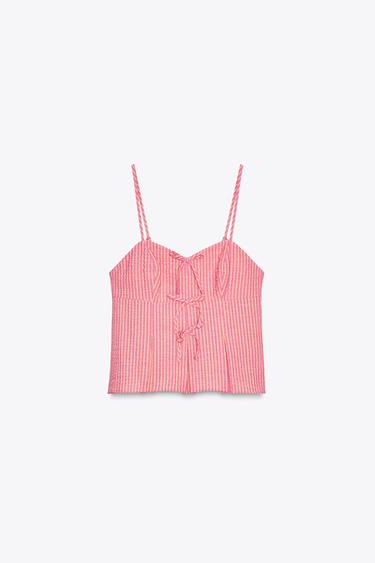 OBERTEIL MIT GESTREIFTEN SCHLEIFEN - Rosa von Zara