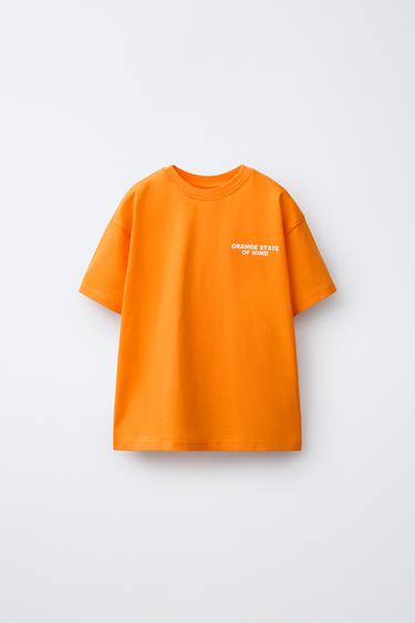 SLOGAN PRINT T-SHIRT - Bright orange by Zara