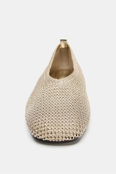 BALLERINES TRESSÉES EFFET MÉTALLISÉ - Or de Zara - Image 3