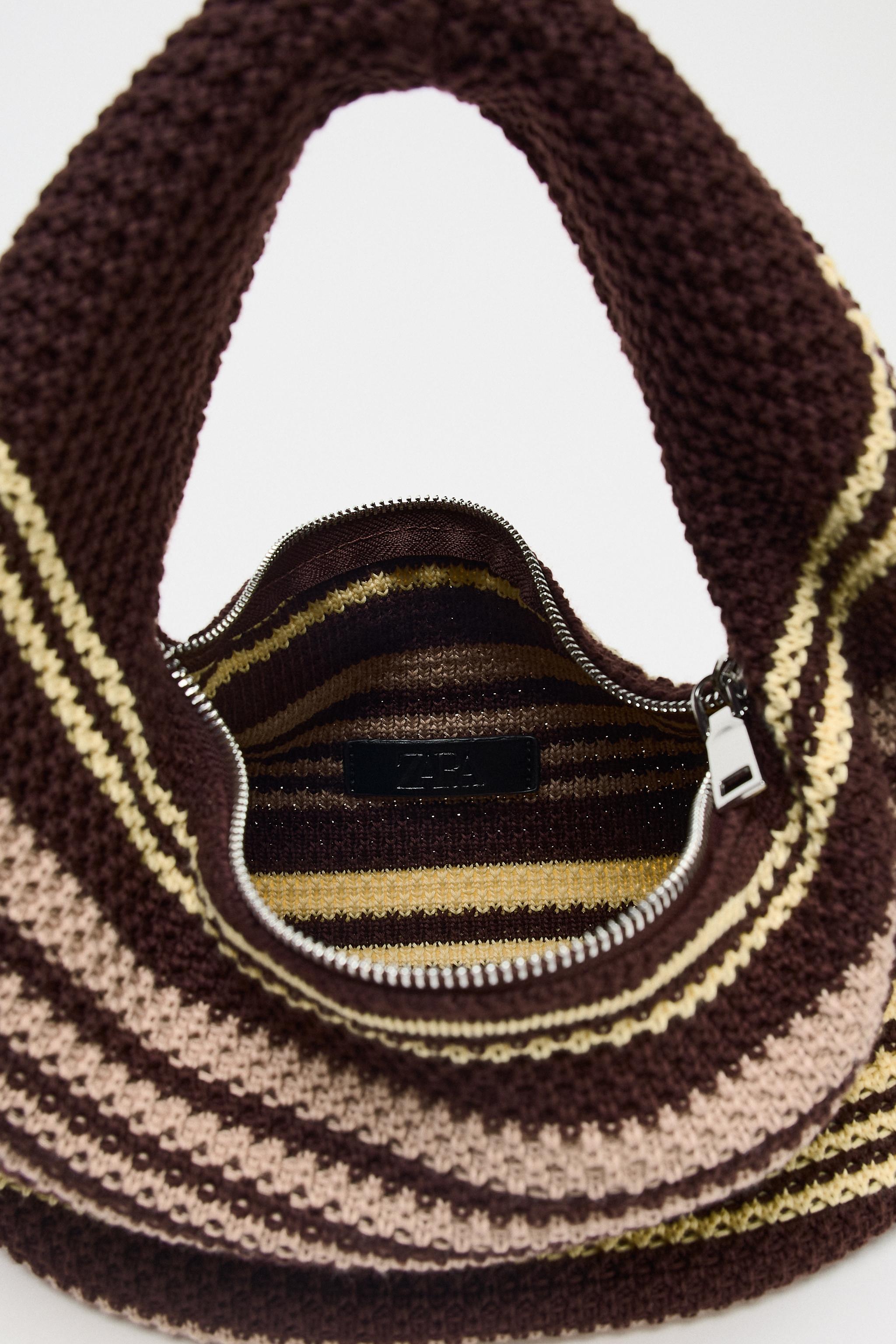 【ZARA】ストライプクロシェットバケットバッグ 6208/610/203 STRIPED CROCHET BUCKET BAG - Multi-color | ZARA United States