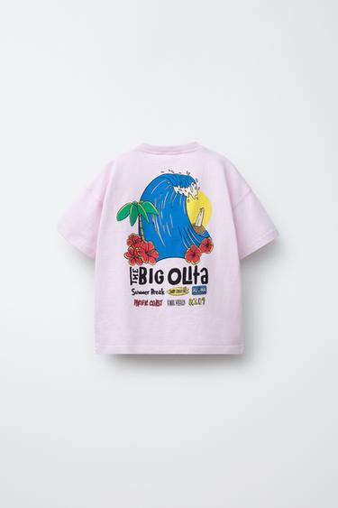 T-SHIRT IMPRIMÉ SURF - Mauve clair de Zara - Image 1