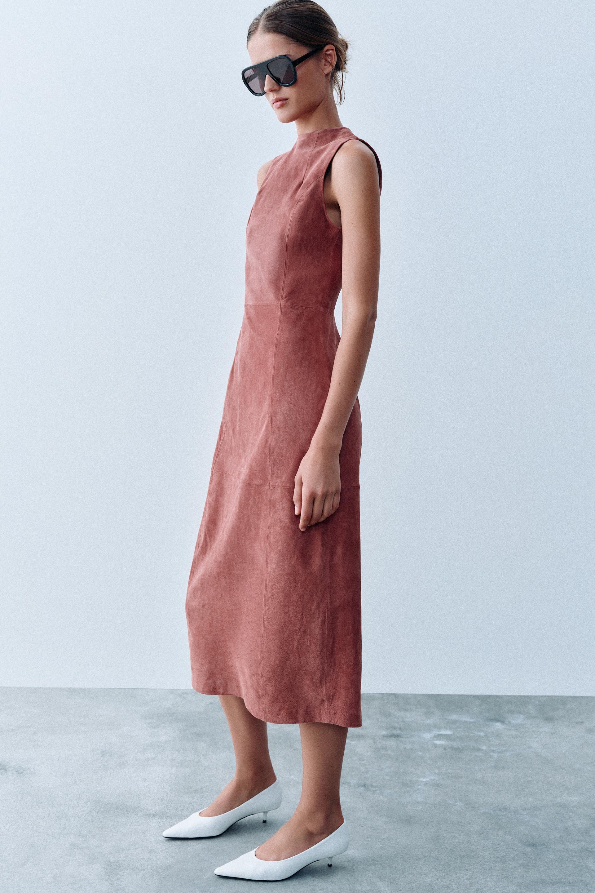 100% LEATHER MIDI DRESS thumbnail 3